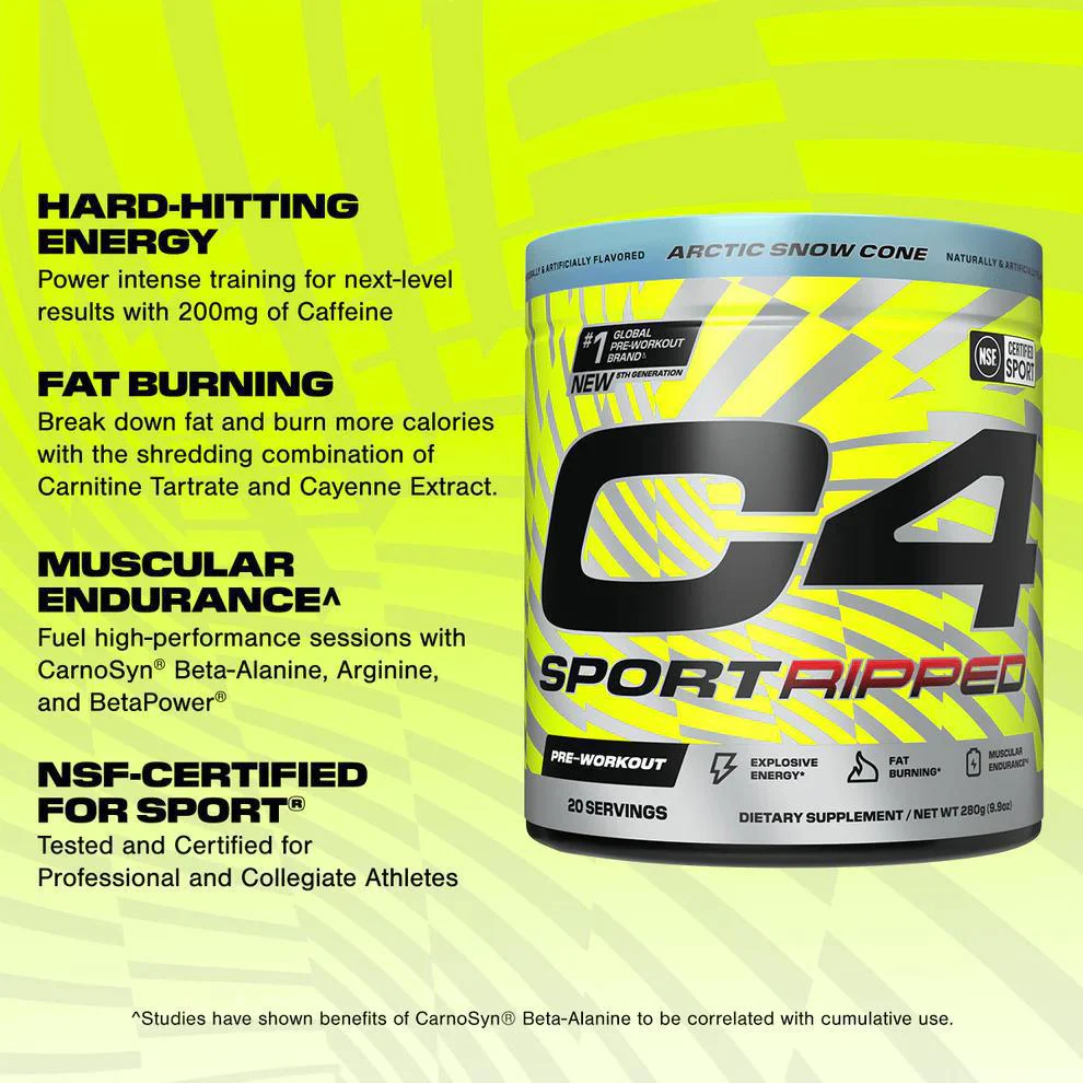 Cellucor C4 Sport Ripped V3 Pre Workout Powder 20serv - Image 3