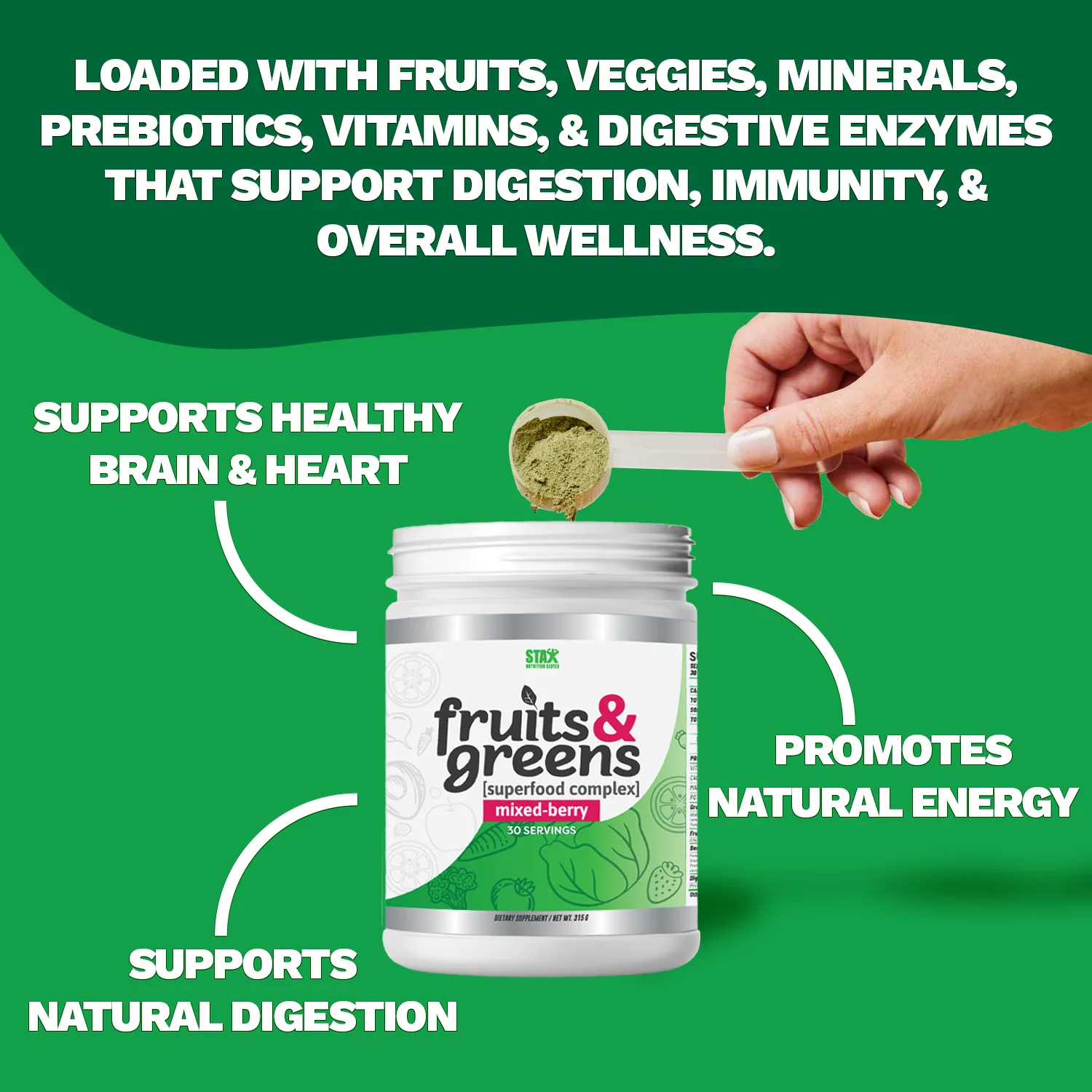 Fruits & Greens Superfood Complex (Mixed Berry) - Image 3